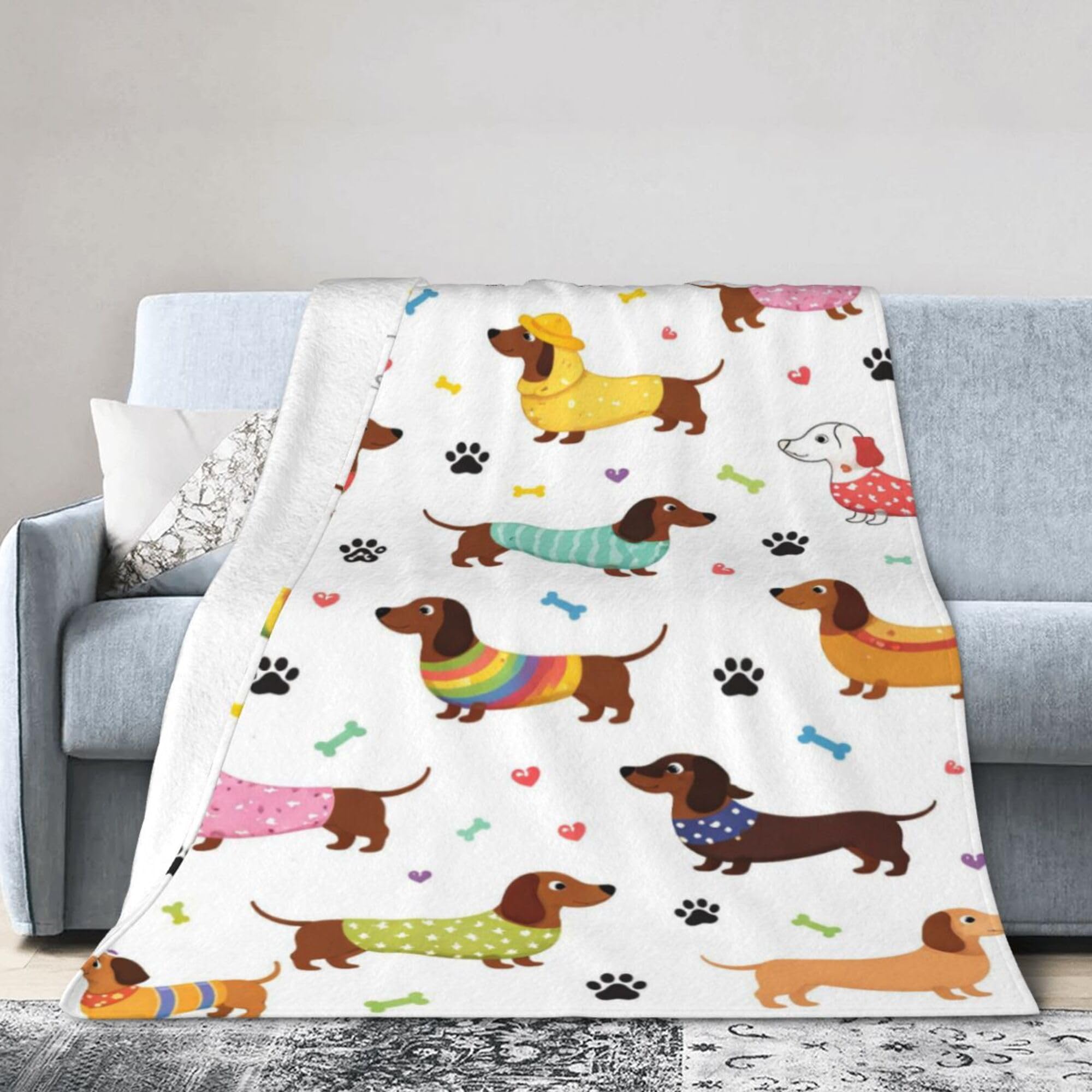Dachshund Blanket Dachshund Throw Blanket Super Soft Cozy Plush Fluffy Fuzzy Fleece Blankets Gifts for Girls Women Boys Kids Adults 40"X50"