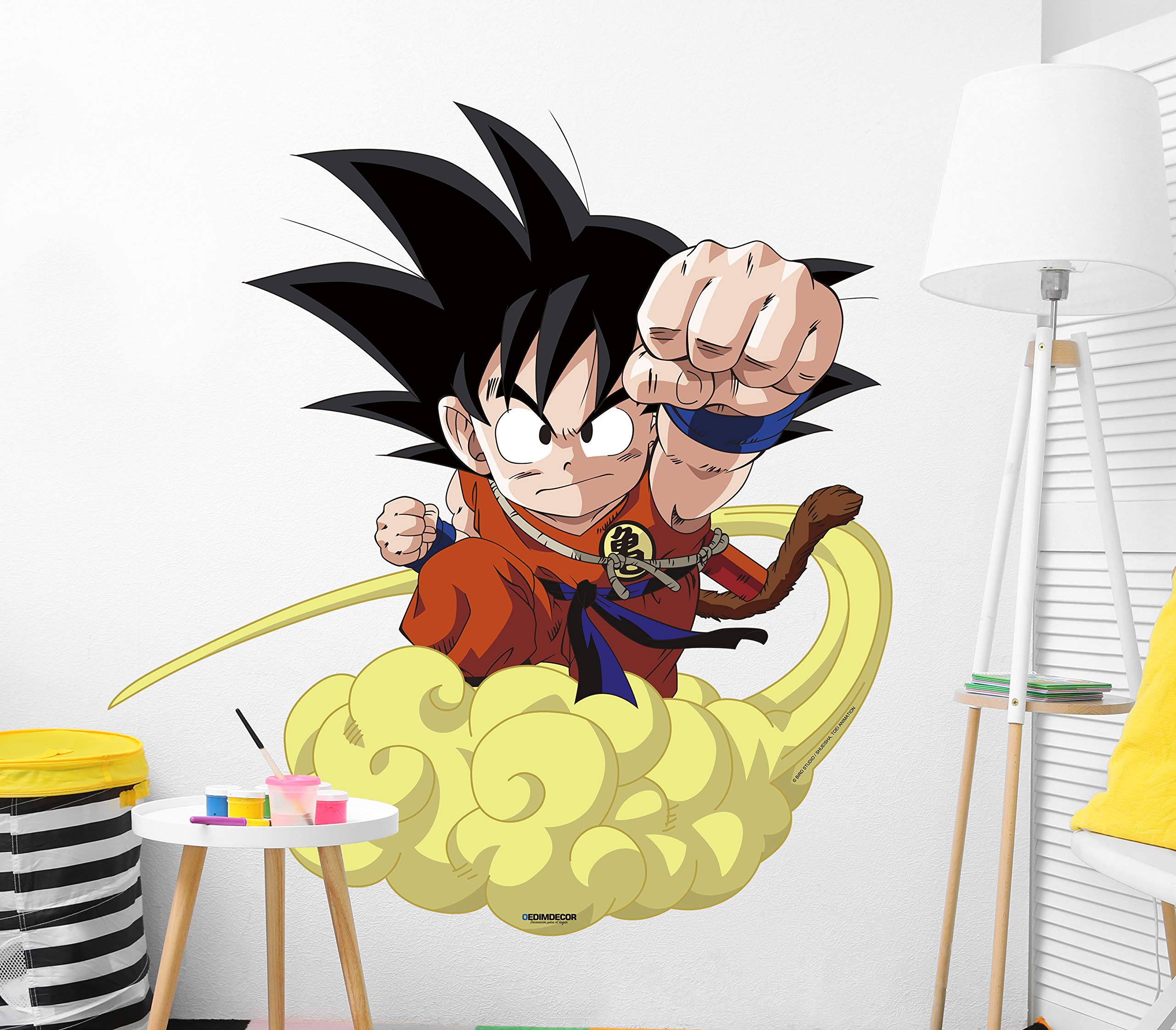Vinyle mural taille réelle Dragon Ball Super Goku enfant Nuage Produit officiel – Plusieurs dimensions – Vinyle pour murs – Produit original – Vinyle adhésif mural – Décoration maison – DBS 103x110cm