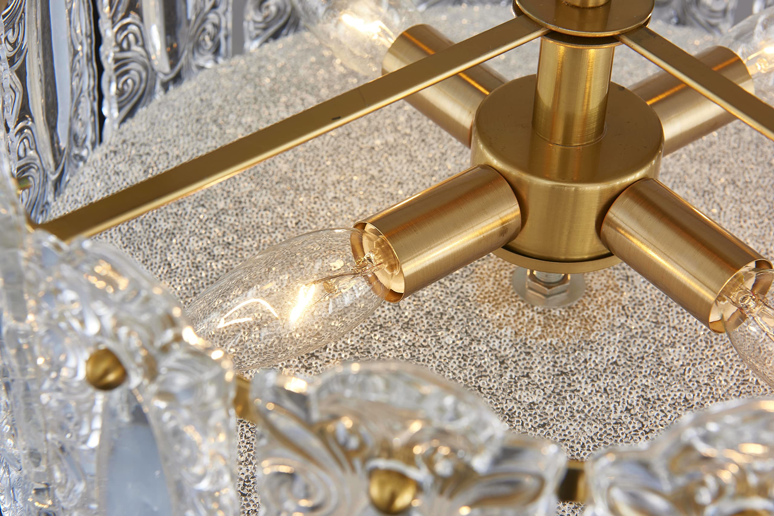 AGV LIGHTING CL038 Crystal Ceiling Light Fixture, Modern Semi Flush Ceiling Light, D12 x H8, E12 Base 4-Lights, Copper Finish