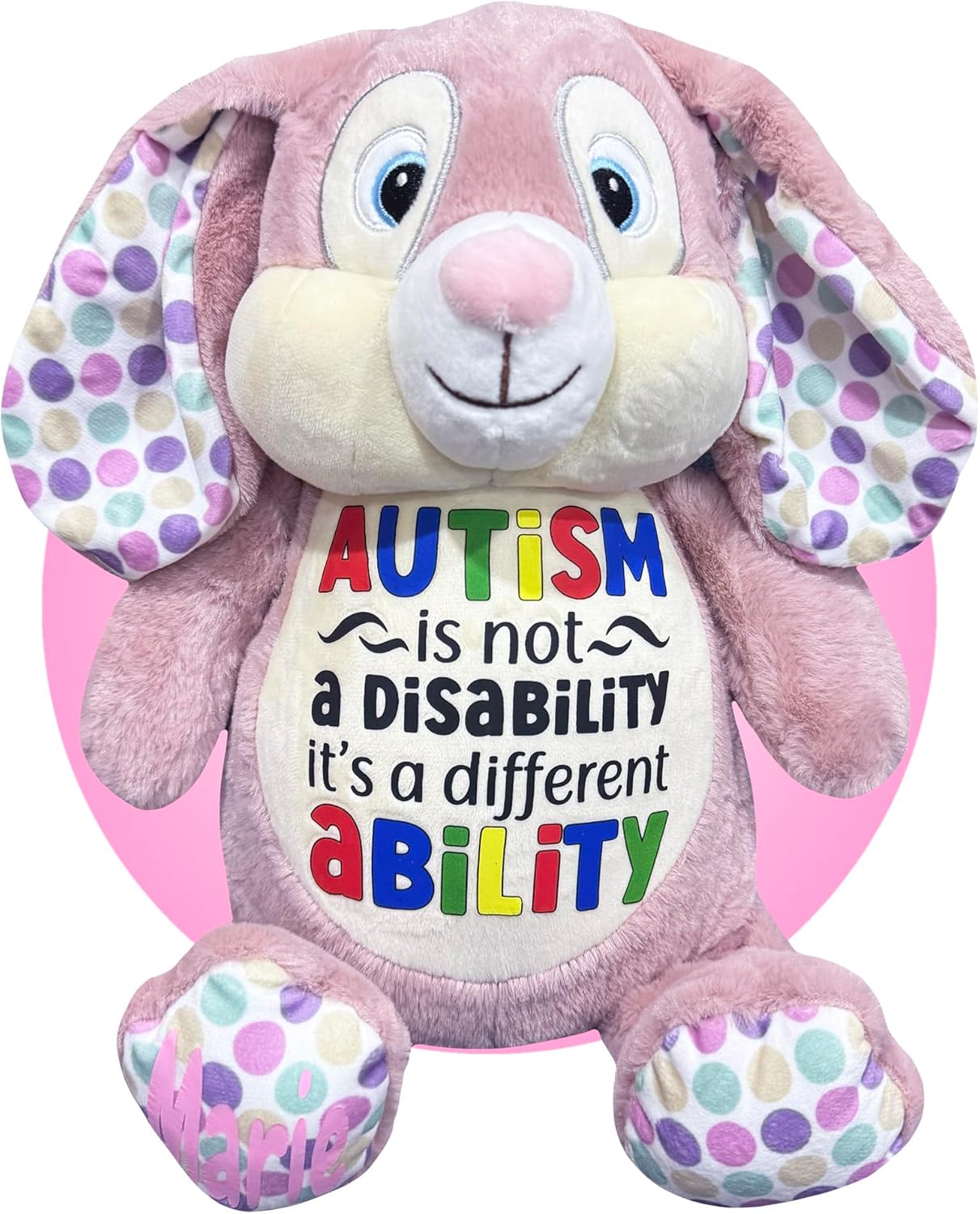 17" Personalized Autism Teddy Bear – Comforting Plush for Autistic Children – Autism Awareness Gift for Kids – Choose Your Color – Sensory Autism Stuffed Animal by Kikilishop
