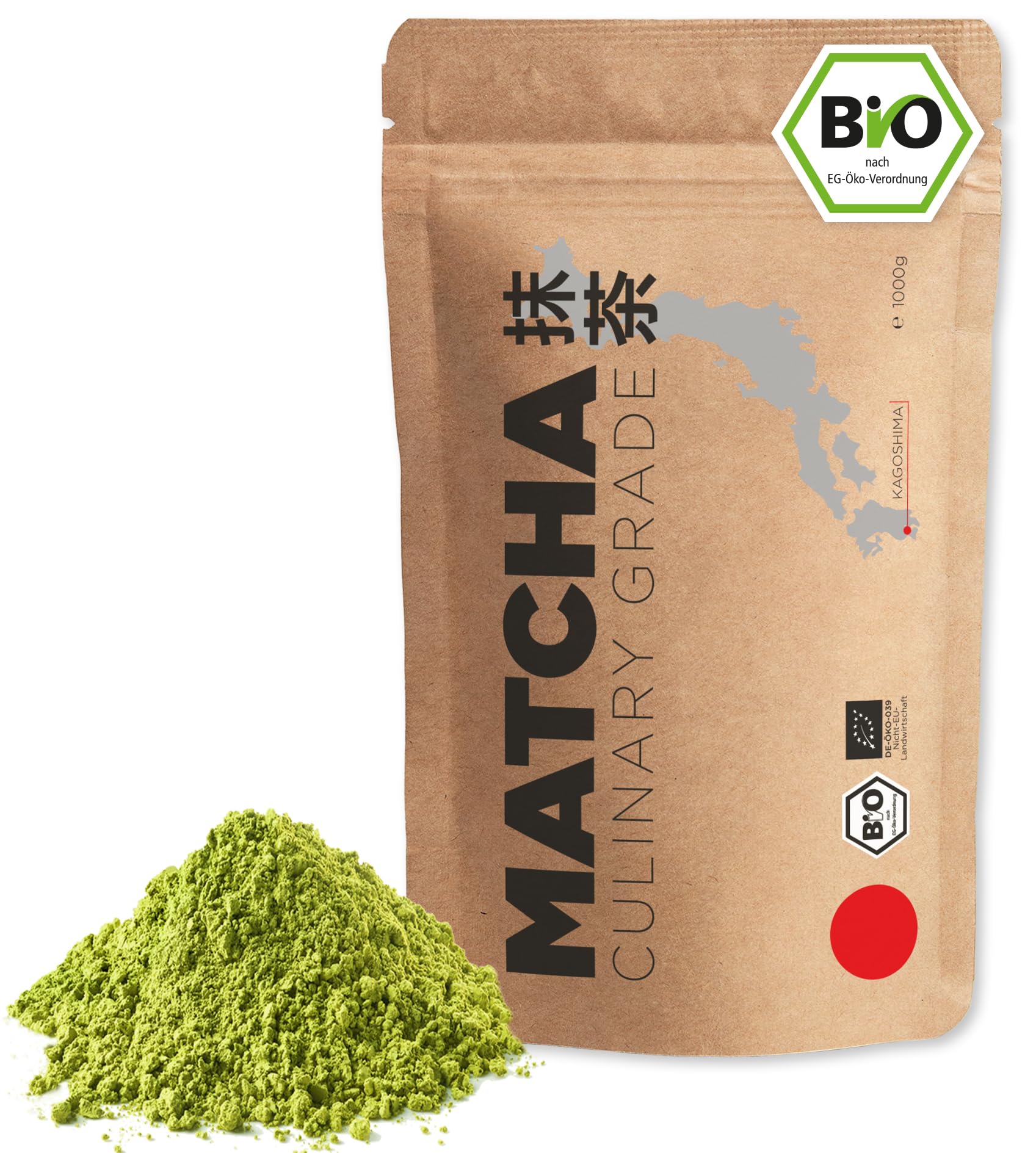 Bio Matcha Pulver Culinary Grade 1000g / 1kg | kulinarisches Grünteepulver als Grosspackung für Gastronomie Café Bäckerei Food Service & Co. | Matcha Latte Smoothies Backen