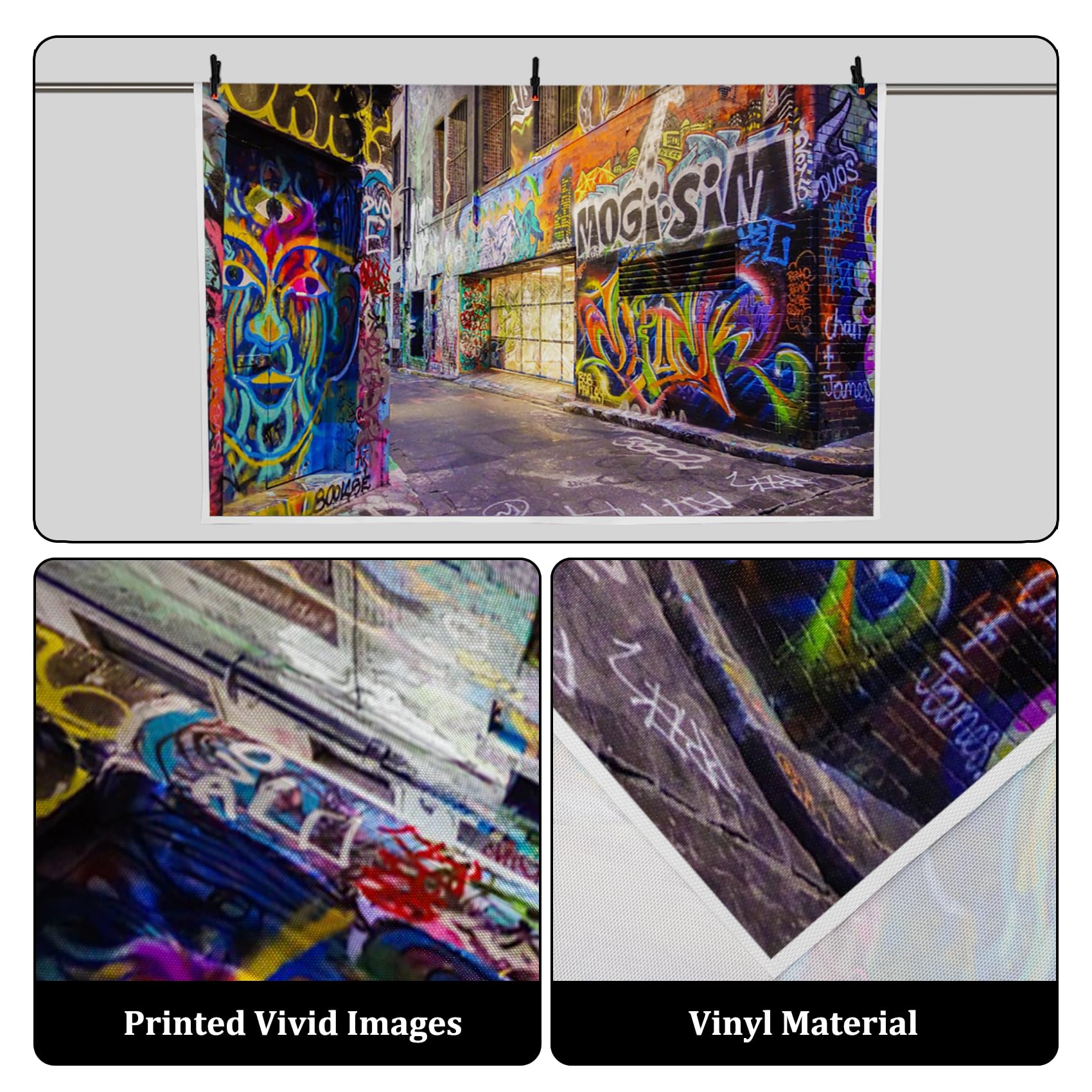 AOFOTO 3 x 2,1 m sfondo graffiti musica rock decorazioni per feste carta da parati Old School Hip Hop City Street Tunnel stampato Rock & Roll sfondo skateboard punk ragazzo compleanno rap concerto
