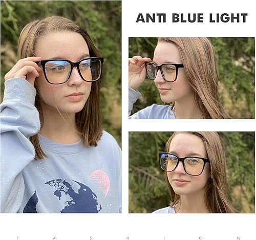 Vista 4 de JIM HALO gafas de bloqueo de luz azul para mujeres hombres de gran tamaño cuadrado gafas de ordenador marco de acetato