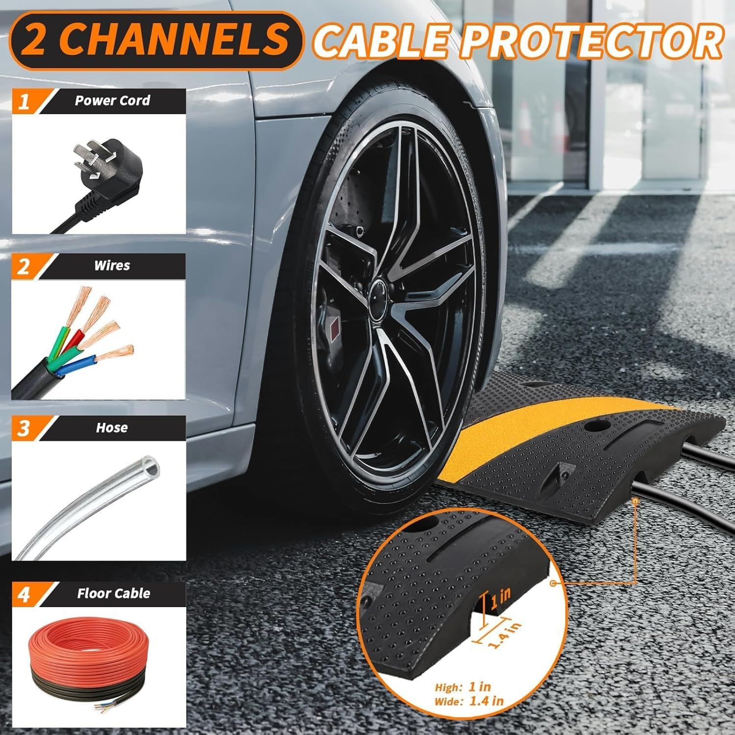 Garvee Dosso Rallentatore in Gomma 183 cm Heavy Duty Per Parcheggi