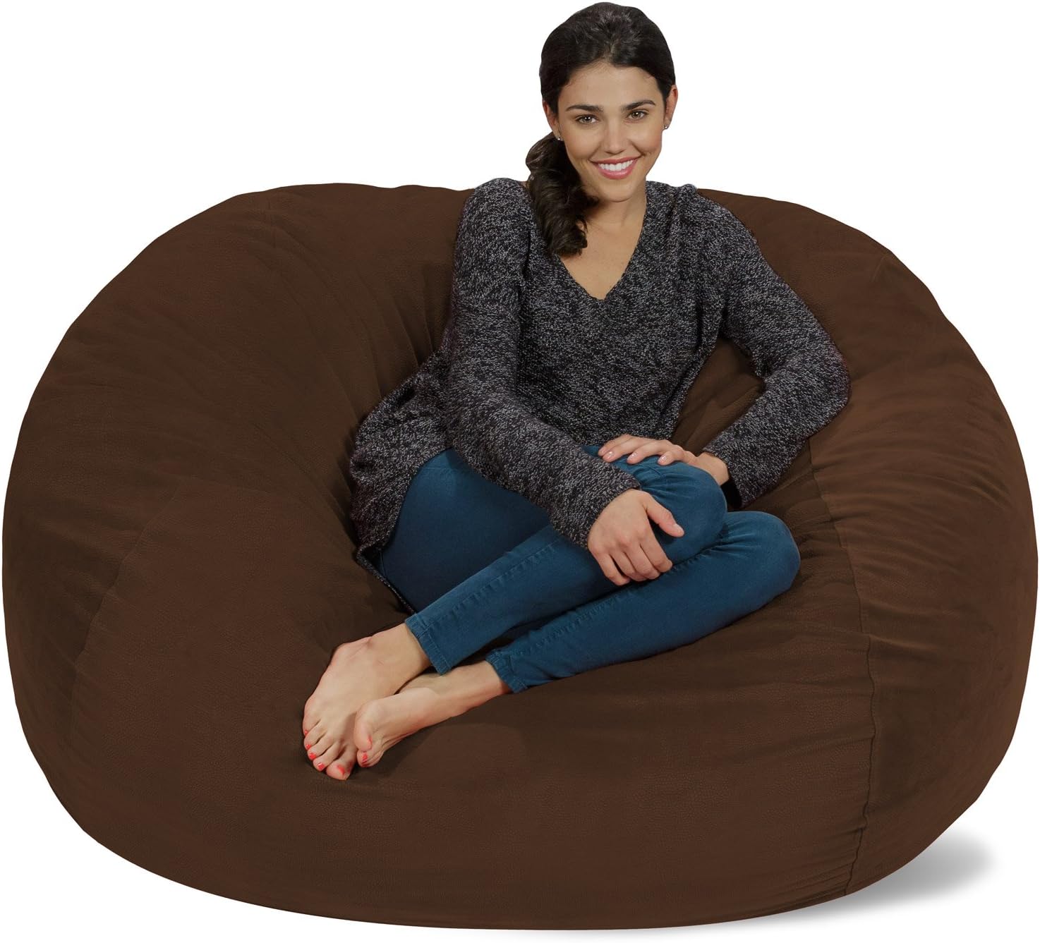 Chill Sack Bean Bag Chair Cover, 5-Feet, Pebble - Brown