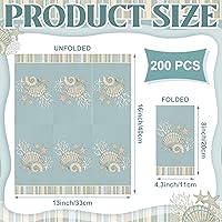 Vista 4 de Jetec 200 servilletas de papel costeras con conchas marinas, toallas de mano de papel para baño, desechables, diseño de estrella de mar azul marino