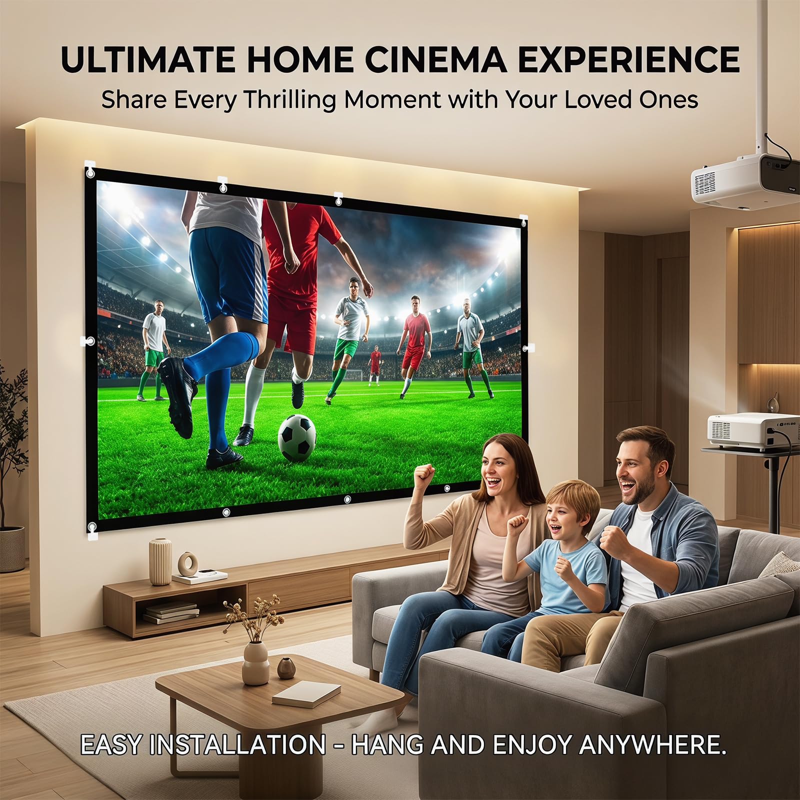 CEWROM Leinwand Beamer 100 Zoll, Projektionsleinwand, 16:9 Hd 4K Faltbar Tragbare Projektionsschirm für Ultimatives Heimkinoerlebnis Waschbar Verdickte Projector Leinwände für Camping Heimkino (100)