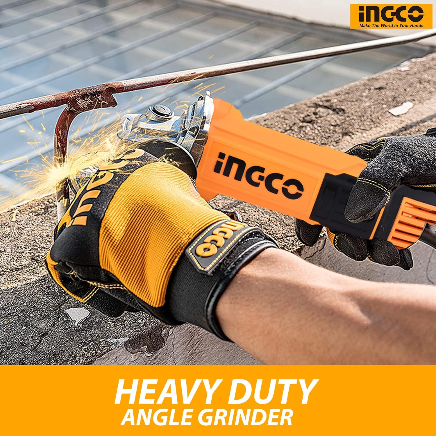 Ingco AG200018 Angle Grinder in use