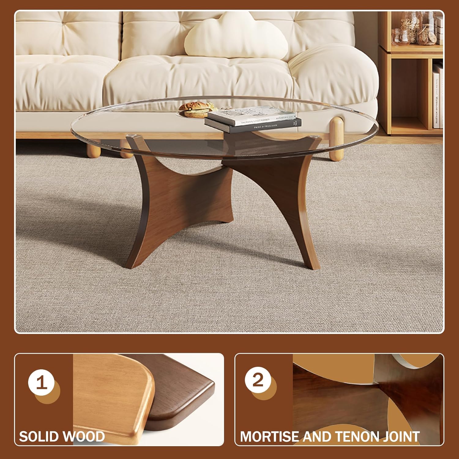 Glass Coffee Table Modern Round Coffee Table, 31.5" Small Minimalist Center Table for Living Room, Unique Circle Accent Coffee Table, Rustic Simple Tea Table - Image 5