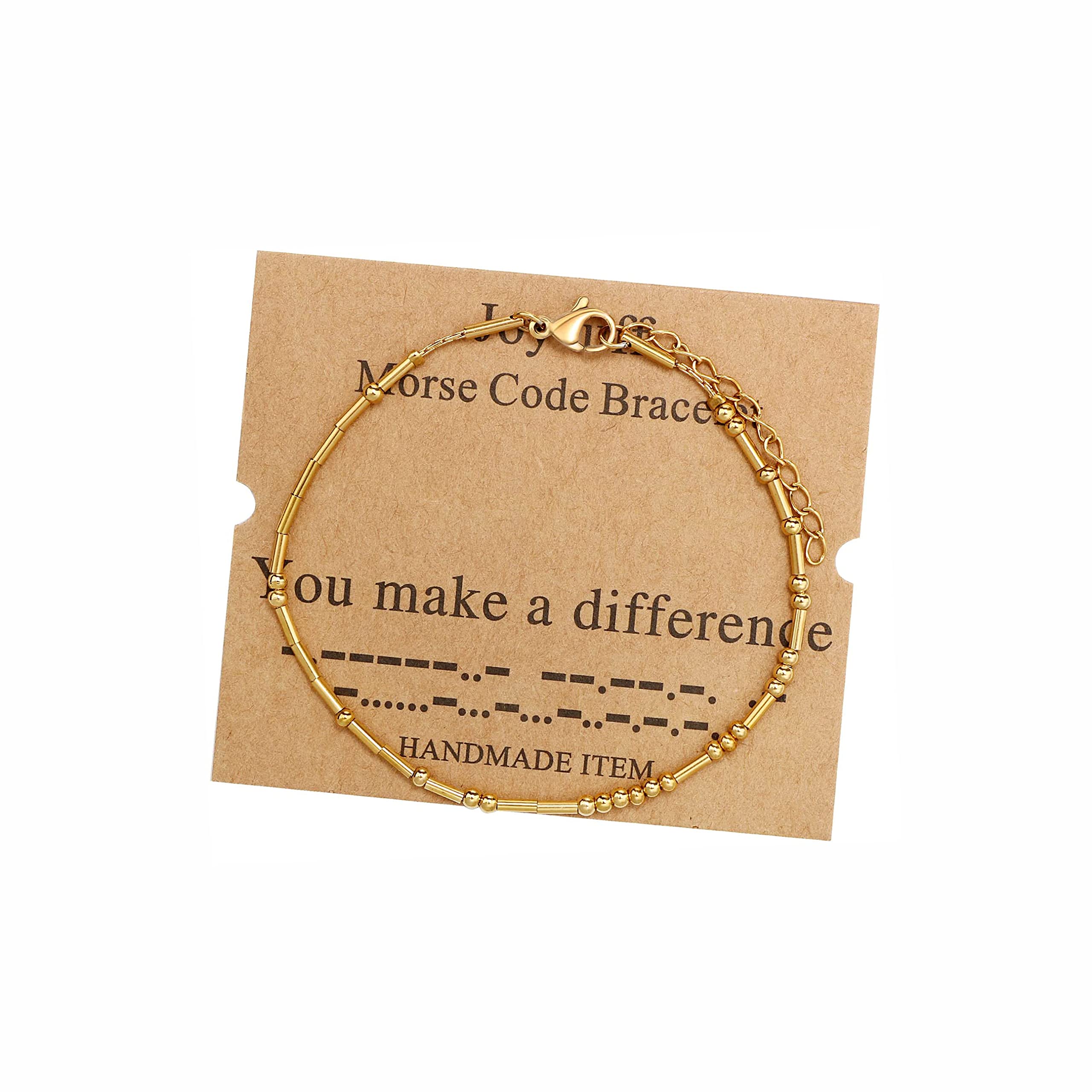 Morse Code Bracelets for Women, Gold Silver Stainless Steel Beads Bracelets