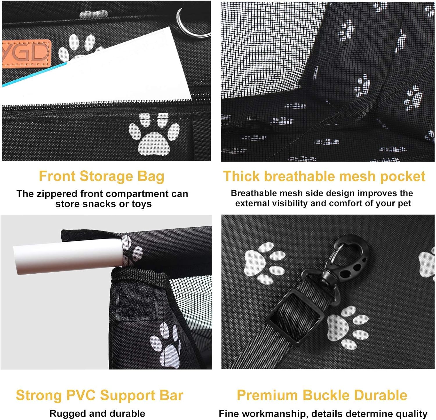 BYGD Car Seat for Dogs, Dog Car Basket with Leveling Support Rod, Car Accessory for Dogs, Suitable for Small and Medium Pets 6