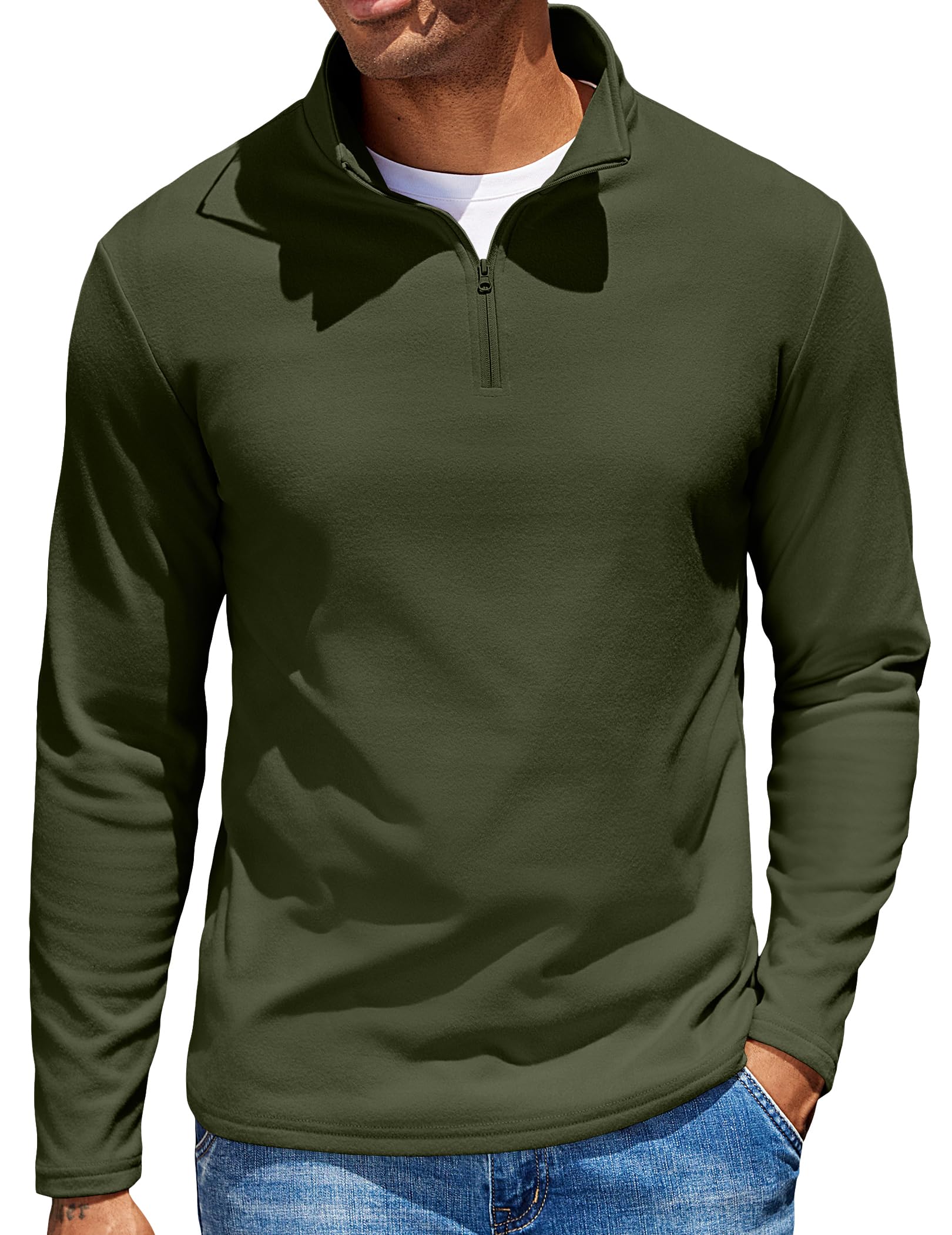 COOFANDY Quarter Zip Pullover Men Long Sleeve Sweatshirts for Men Fleece Sweater Fall