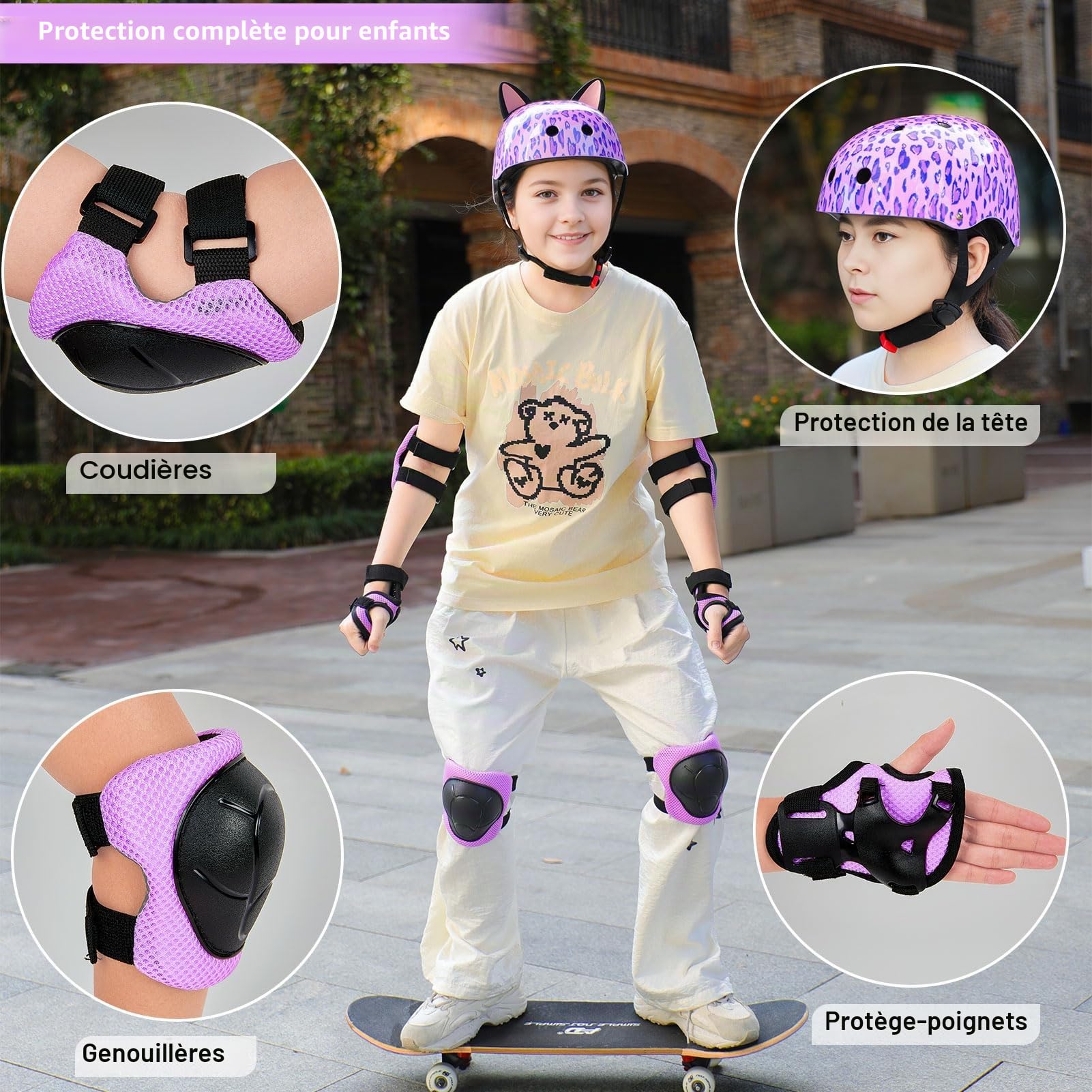 Unicorn Castle Casque Enfant avec Protections 8–14 Ans, Réglable 52–58 cm, Vélo Skate Trottinette
