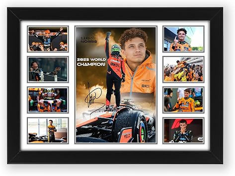 AllStarMedia Tribute Too Lando Norris Signed Poster Print - Limited Edition Autograph Fan Gift   Formula 1 Collectible Memorabilia Wall Art Merchandise A4 Framed