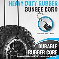 Vista 4 de GOEASY0312 Rubber Bungee Cords with Hooks - Heavy Duty Max Stretch 1.8X & Over 180 LBS Load, 100% EPDM Bungee Straps, 10", 15", 21", 31" (10 Pack)