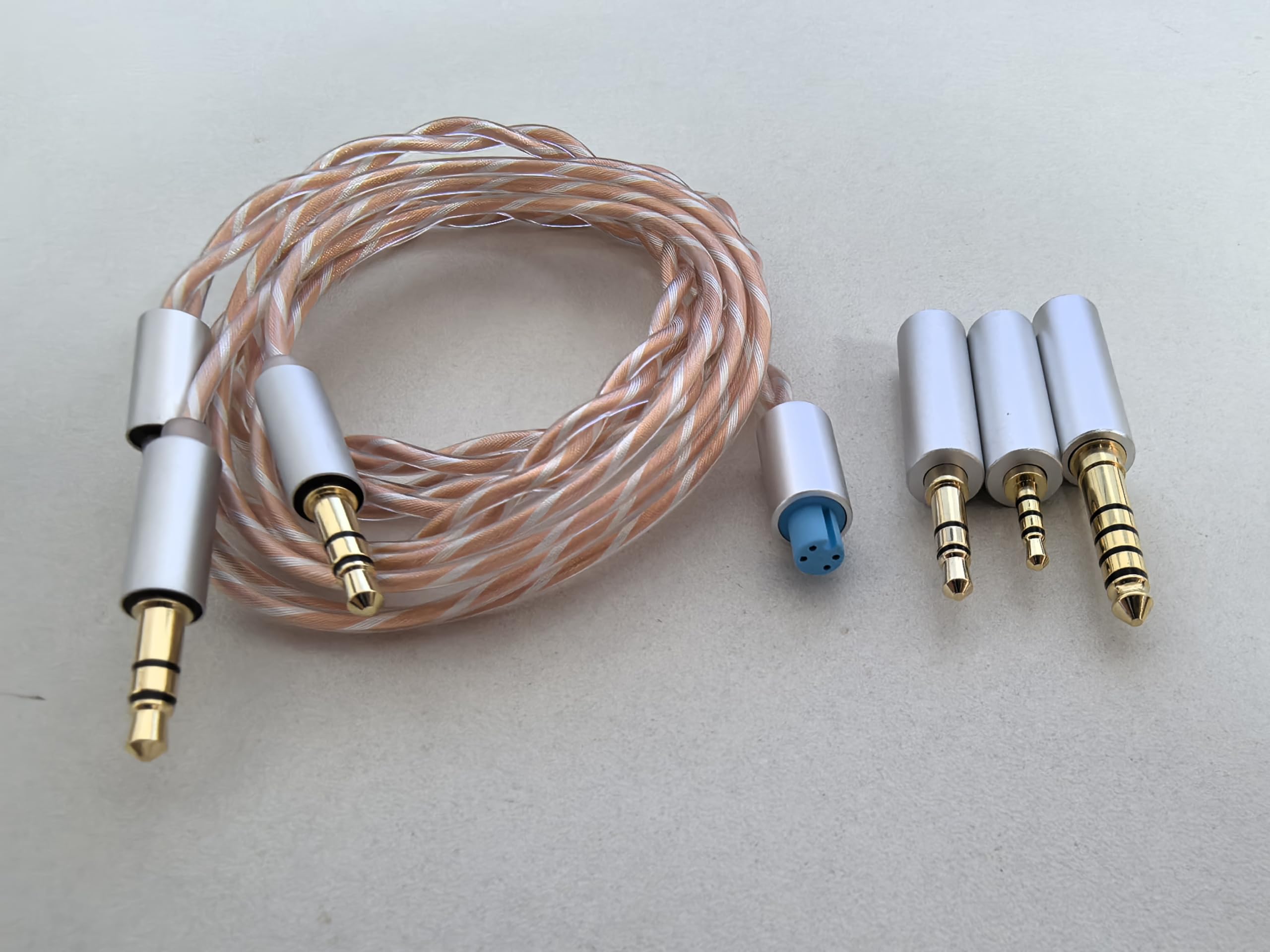 Bilanciato Cavo con Adattatore da 4.4mm,2.5mm,3.5mm per HIFIMAN HE400/HE400I/Sundara/Ananda/HE1000se/HE6se,DUALE 3.5mm 3 in 1 6N Copper Ricambio Aggiornamento Filo,Argento + Copper