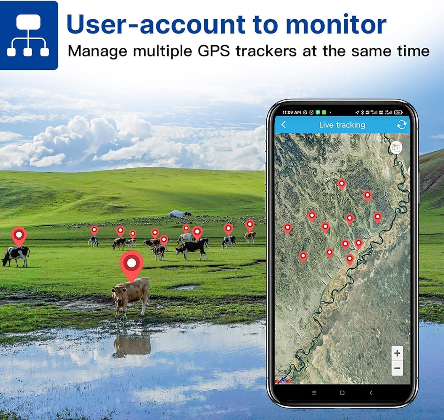 Słoneczny tracker zwierząt, lokalizator GPS dla krów, ścieżka historyczna, pozycjonowanie w czasie rzeczywistym, ustawienie zasięgu i alarm wibracyjny, odpowiedni dla bydła, owiec, koni i wielbłądów