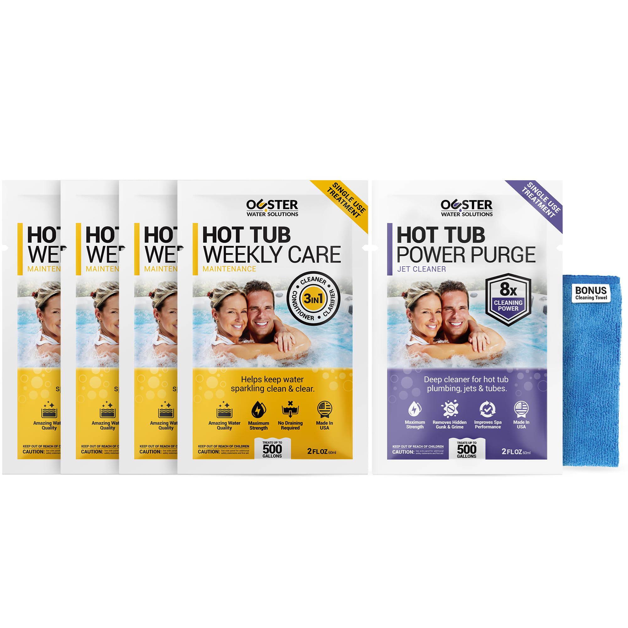 Bio Ouster Hot Tub 3in1 Weekly Care & Power Purge Kit Bundle - Hot Tub Chemicals, Hot Tub Cleaner, Spa Chemicals for Hot Tub, Spa Cleaner for Hot Tub, Inflatable Hot Tub Chemicals