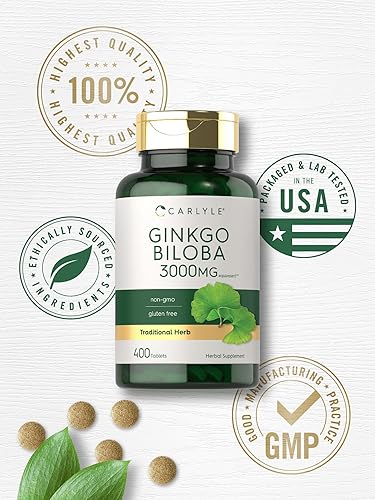 Miniatura 6 de Carlyle Ginkgo Biloba 3000 mg  400 tabletas  Suplemento vegetariano  Sin OMG sin gluten