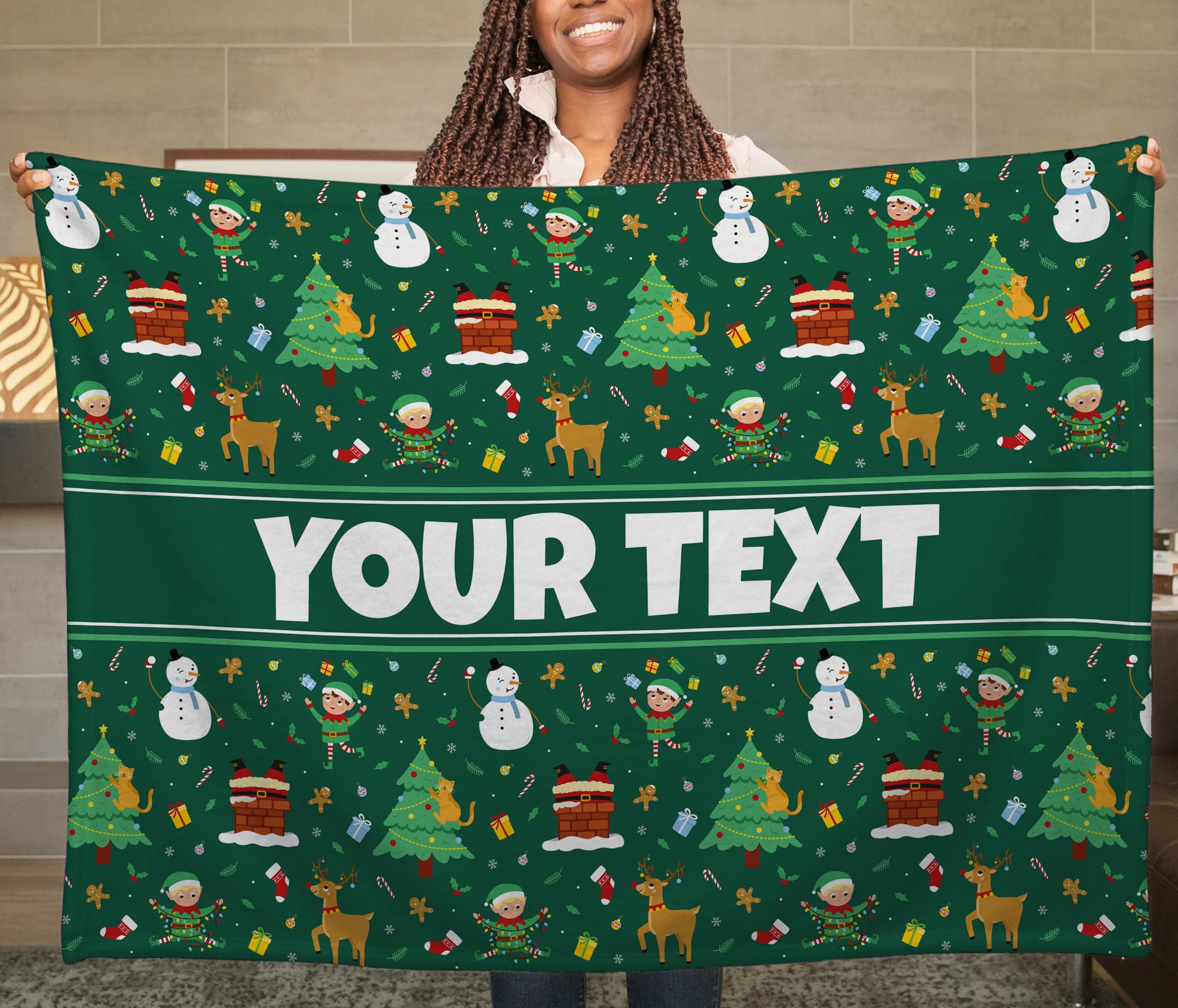 Christmas Kids Throw Blanket - Custom Personalized Fleece, 60x80 in