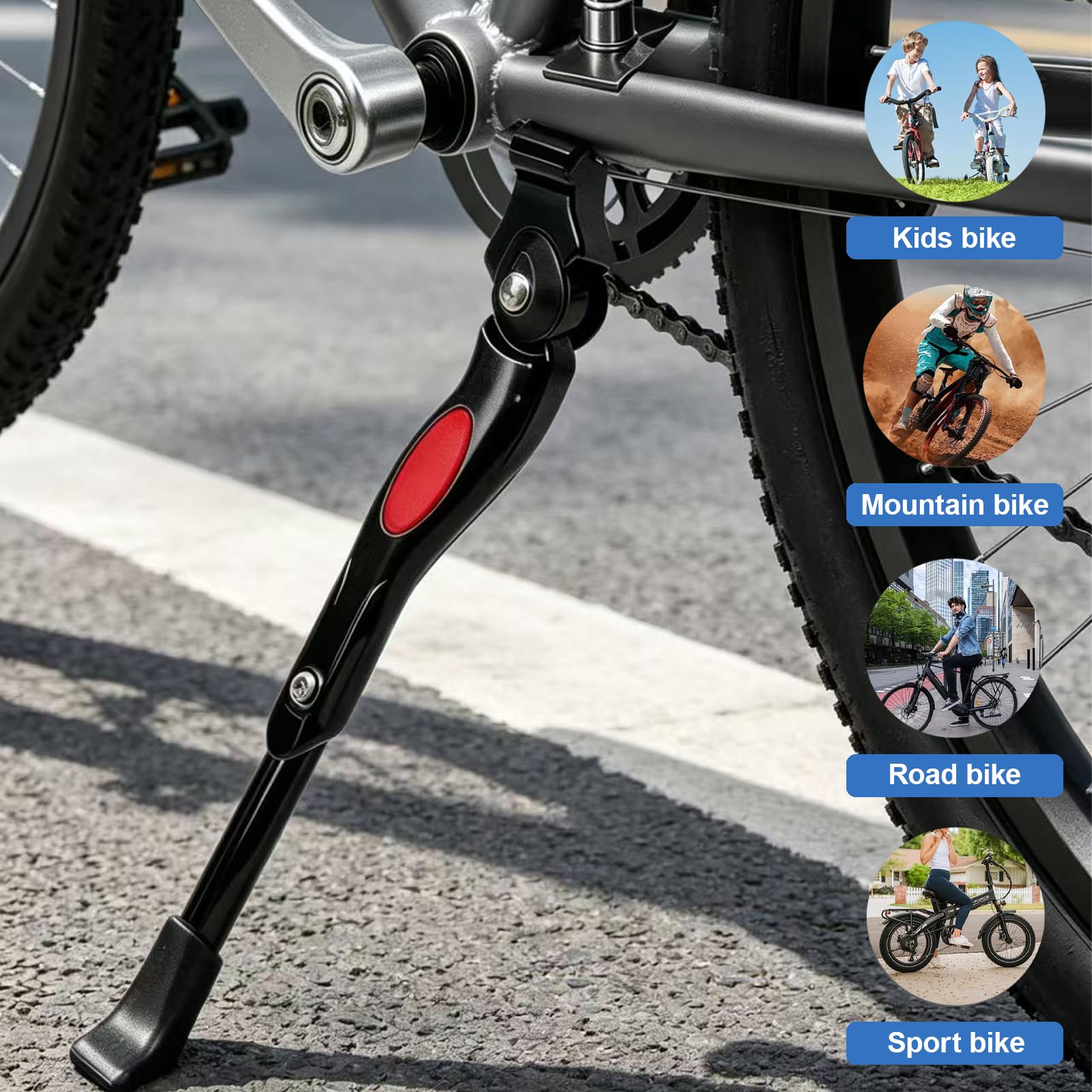 Tylny stojak rowerowy na rower 56–66 cm – regulowana podpórka do roweru dla dorosłych z antypoślizgową stopką i sprężynowym zatrzaskiem dla stabilnej pozycji pod dowolnym kątem, stojak rowerowy do