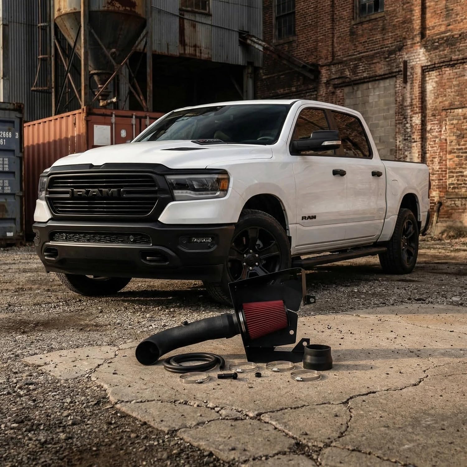 Cold Air Intake Fit for 2019-2024 Ram 1500 Cab Pickup 4-Door 5.7L 2WD/4WD, Heat Shield Filter Red