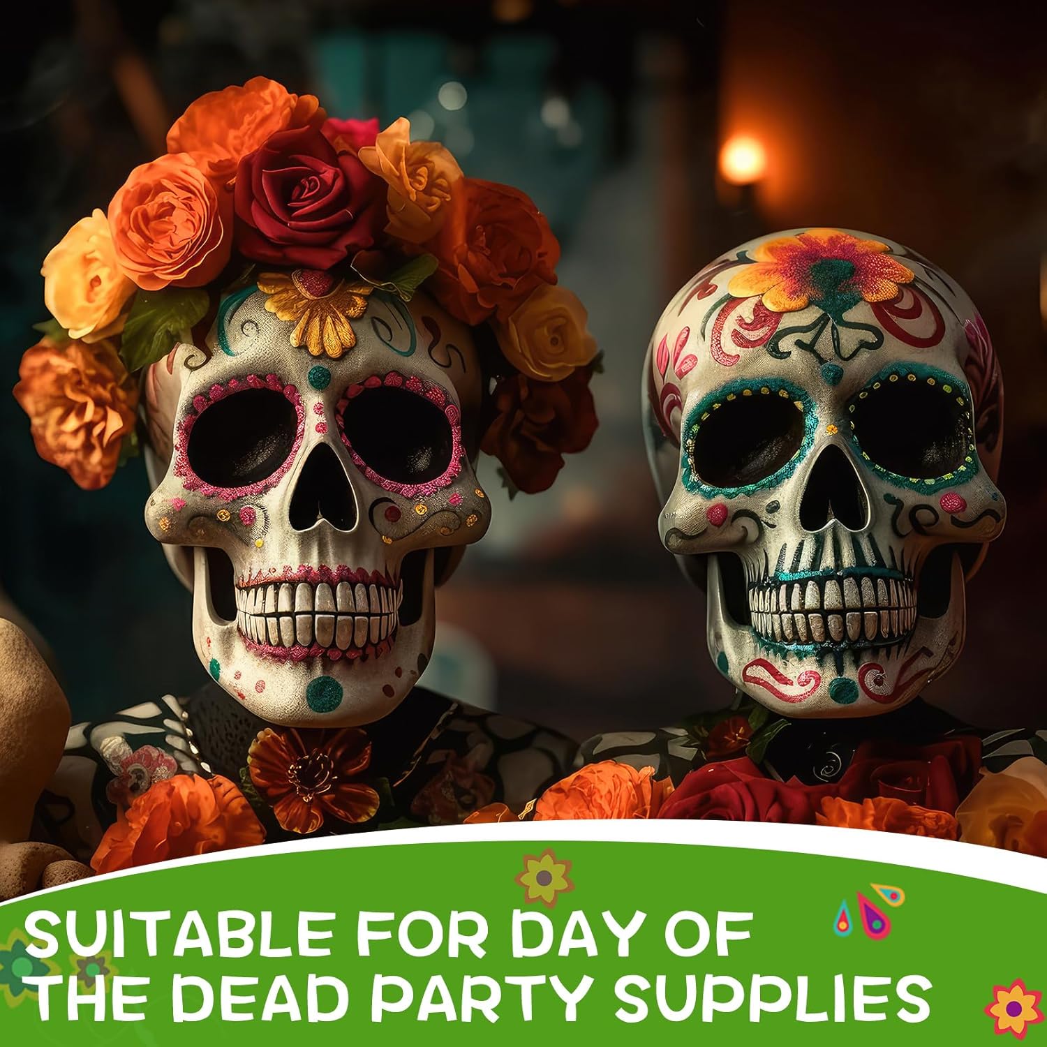 6 Pcs Halloween Skull Ceramic Ready to Paint 5 Inch Ready to Paint Your Own Sugar Skull Figurines Unpainted Plaster Arts and Crafts for Adults Day of the Dead Party Supplies (Classic)