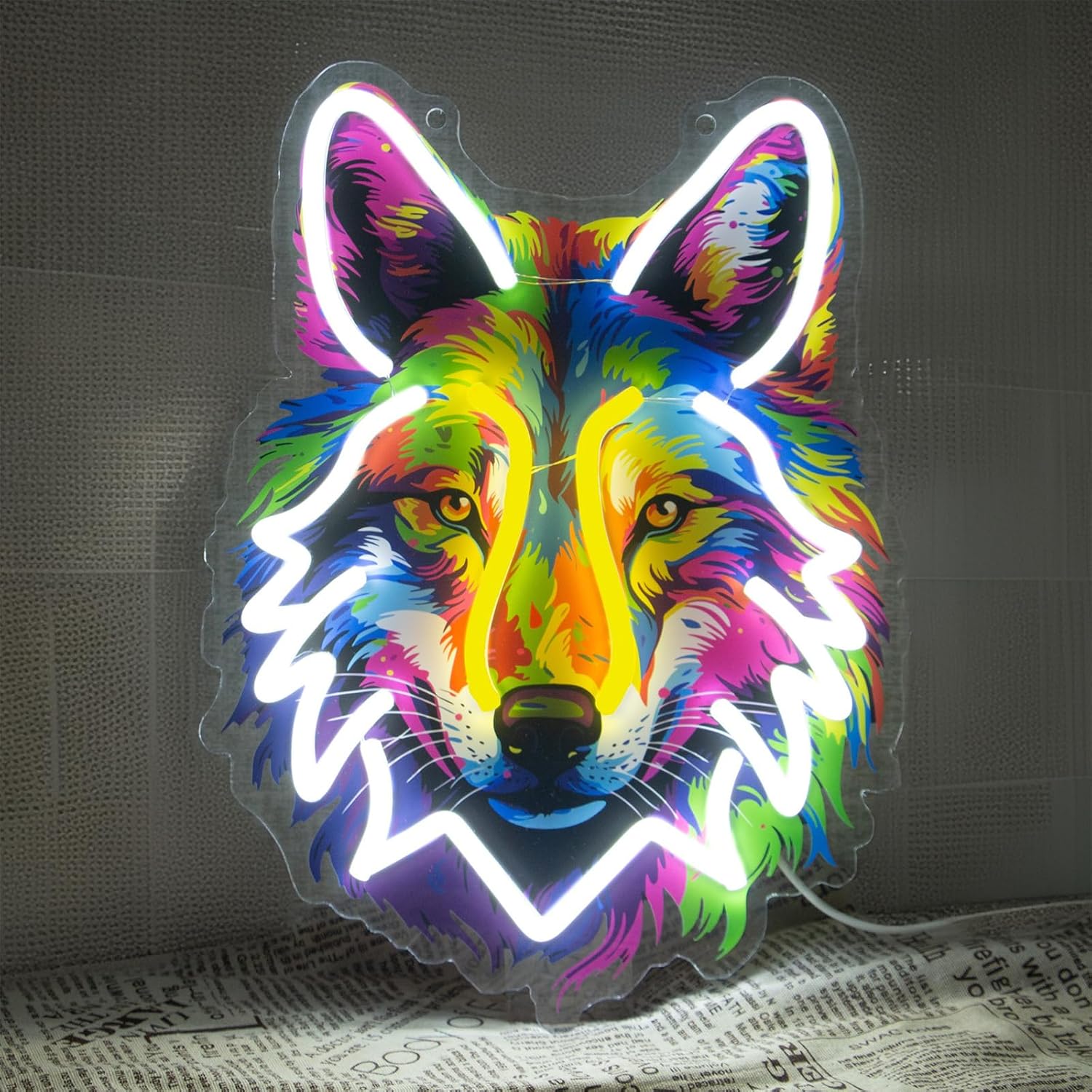 Wolf Neon Sign, Neon Lights with Ten Brightness Settings for Man Cave Game Room Decor Bedroom Pub Club Wall Art Decor Gifts(Wolf)
