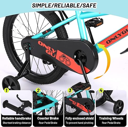 Miniatura 5 de Elegante bicicleta para niños de 4 a 9 años, fácil de montar, segura y estable, ruedas de 16 a 18 pulgadas, colores vibrantes, incluye ruedas