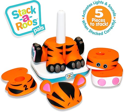 Miniatura 2 de Stack-a-Roos Baby Tiger por Salus Brands - Juguete apilable de animales, juguete educativo de aprendizaje temprano para bebés, bebés y niños