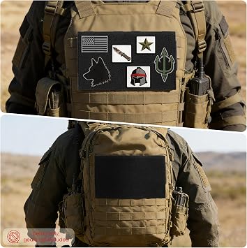 MOLLE Patch Panel Mounting Placard Platform, Hook & Loop Panel - DIY Morale Patch Board for Tactical Vests & Backpacks(Black,2Pack)