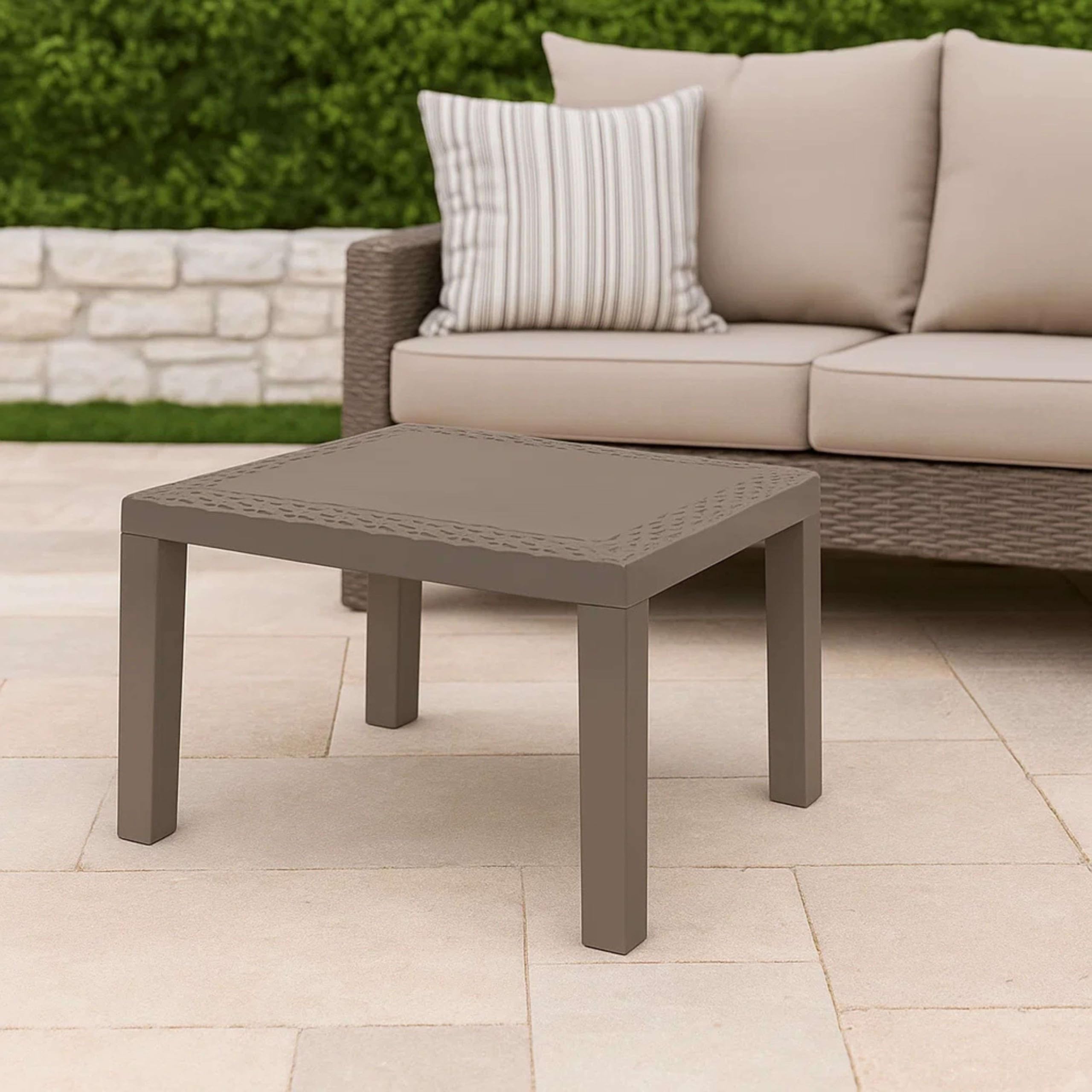Miroytengo Mesa de Centro Jack para Exterior Estilo Moderno en Color Marrón Fija Fabricada en Polipropileno 46x59 cm