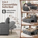 Sofa Bed, L Shaped Pull Out Sleeper Sectional Couch Bed with USB & Type-C Ports, 3 in 1 Corduroy Convertible Sofa Bed with Adjustable Backrest, Storage Chaise, Cup Holder for Living Room (Grey)
