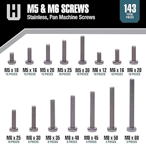 Miniatura 9 de Workshop Hardware Kit surtido de sujetadores, juego de tornillos de cabeza de enchufe de acero inoxidable, variedad de 146 piezas, diámetro M4-0.70