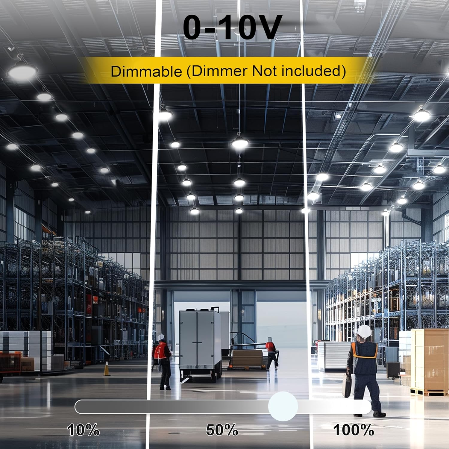 Paby 150W/120W/100W UFO High Bay Light, 23250LM 0-10V Dimmable, LED Shop Lights 3500K/4000K/5000K, Replacement of 730W MH/HPS for Workshop Warehouse Factory Barn Garage