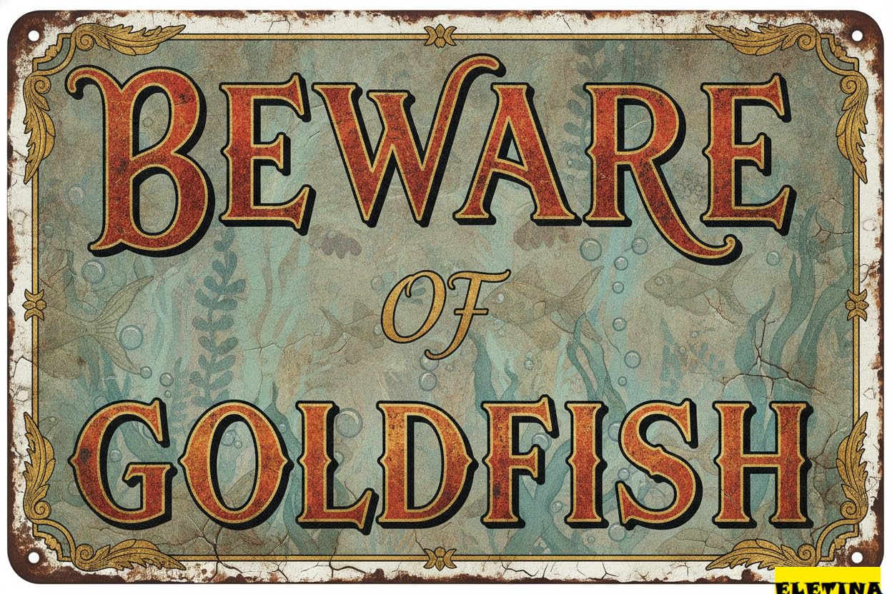 Tin Sign for Man Cave Funny No Trespassing S Bathroom Decor Beware Of Goldfish Metal Premises S Yard Bathroom S Neighb (color : Decor A, Size : 8x12 In) Private Property Decorative