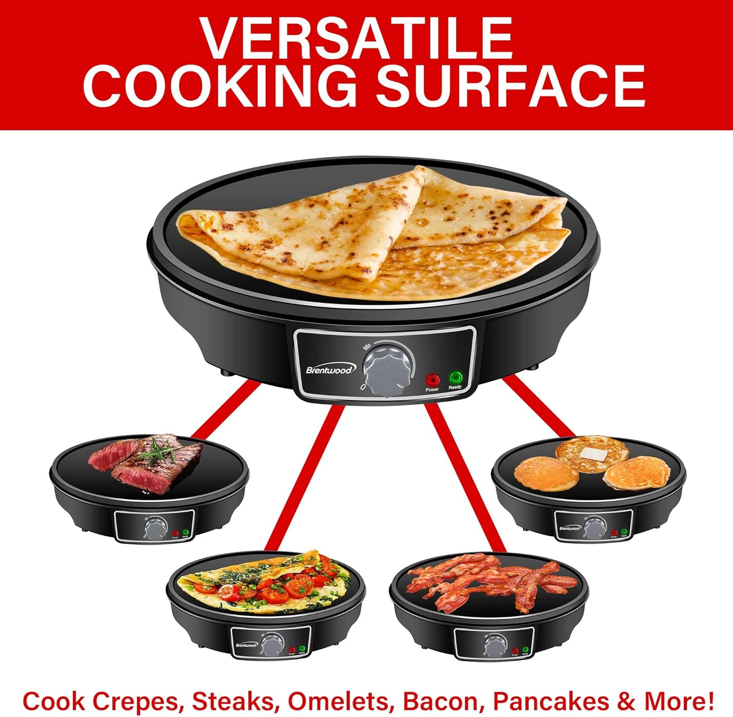 Brentwood TS-602BK Electric Griddle, standard, Black