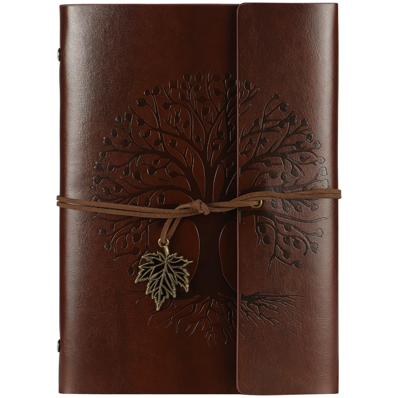 AOOSU PU Leather Journal Notebook, Refillable Vintage Journal Travel Diary with Kraft Paper, Journaling Notebook, Writing Notebook Gifts for Women Men Teens Travelers, 100GSM 160 Pages Reddish-Brown