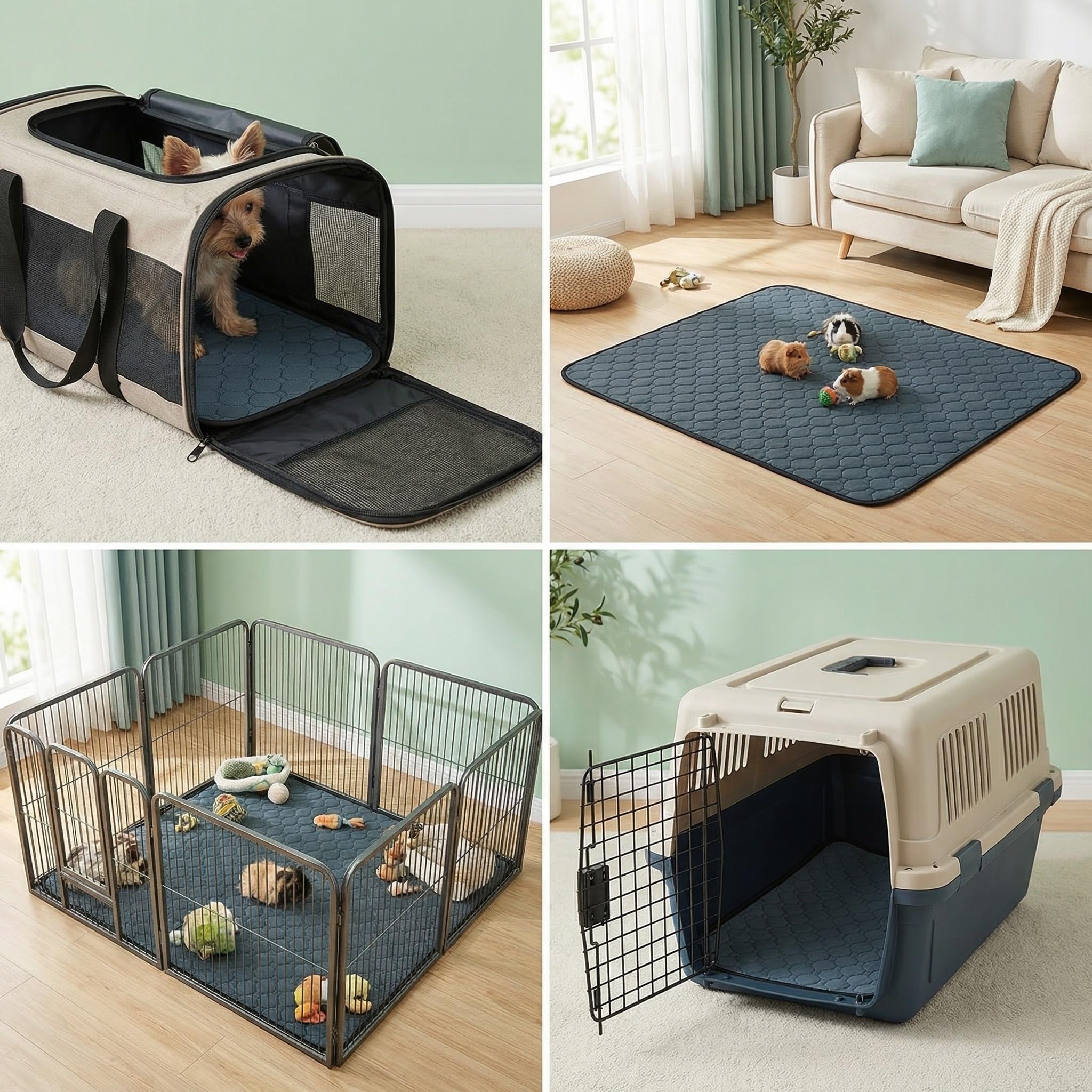 Set di 2 tappetini igienici lavabili per gabbie porcellini d'India, impermeabili, riutilizzabili e antiscivolo, veloci e super assorbenti per piccoli animali, coniglio, criceti, topi