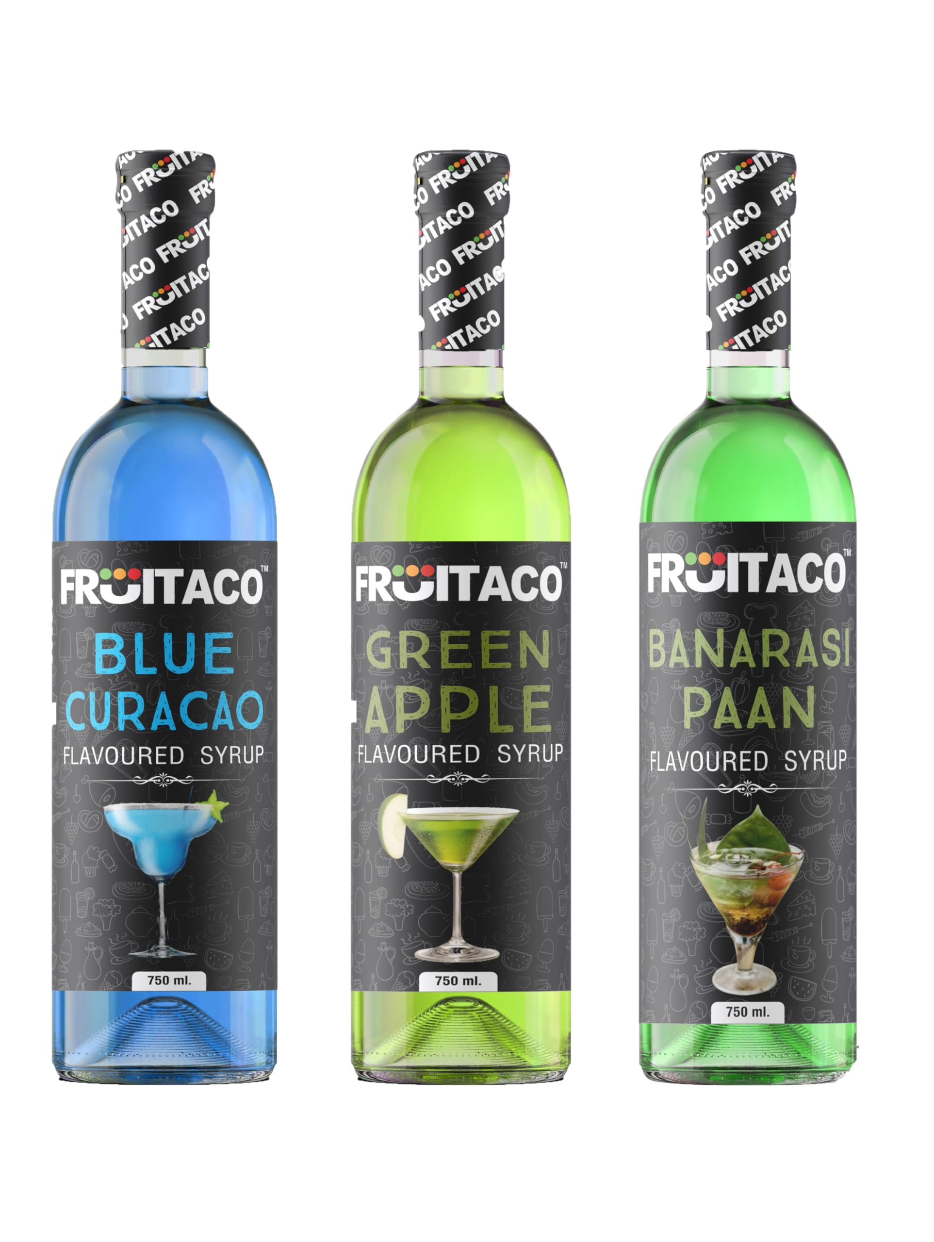 Fruitaco Blue Curaco, Green Apple, Banarasi Paan Syrup: Perfect