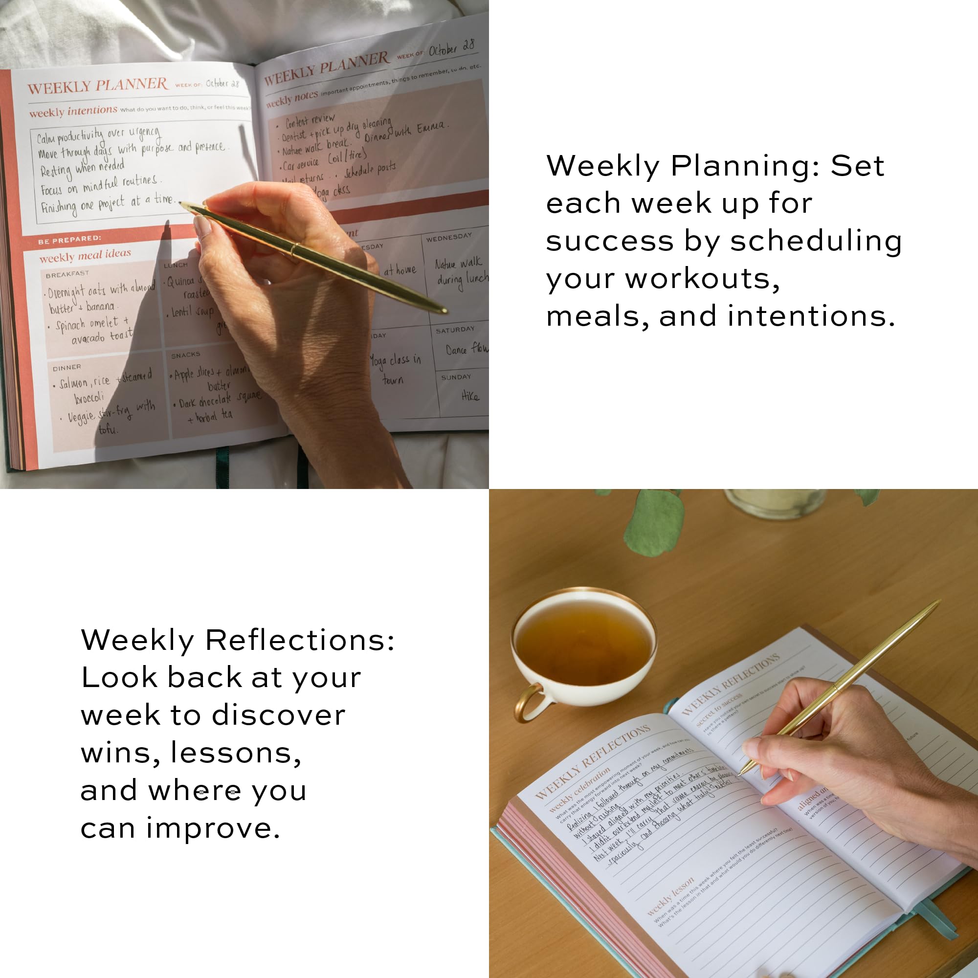 Paper & Progress Diario de bienestar – Planificador de nutrición, fitness y cuidado personal de 12 semanas | Rastreador diario de hábitos, registro de comidas y entrenamiento, reflexiones semanales
