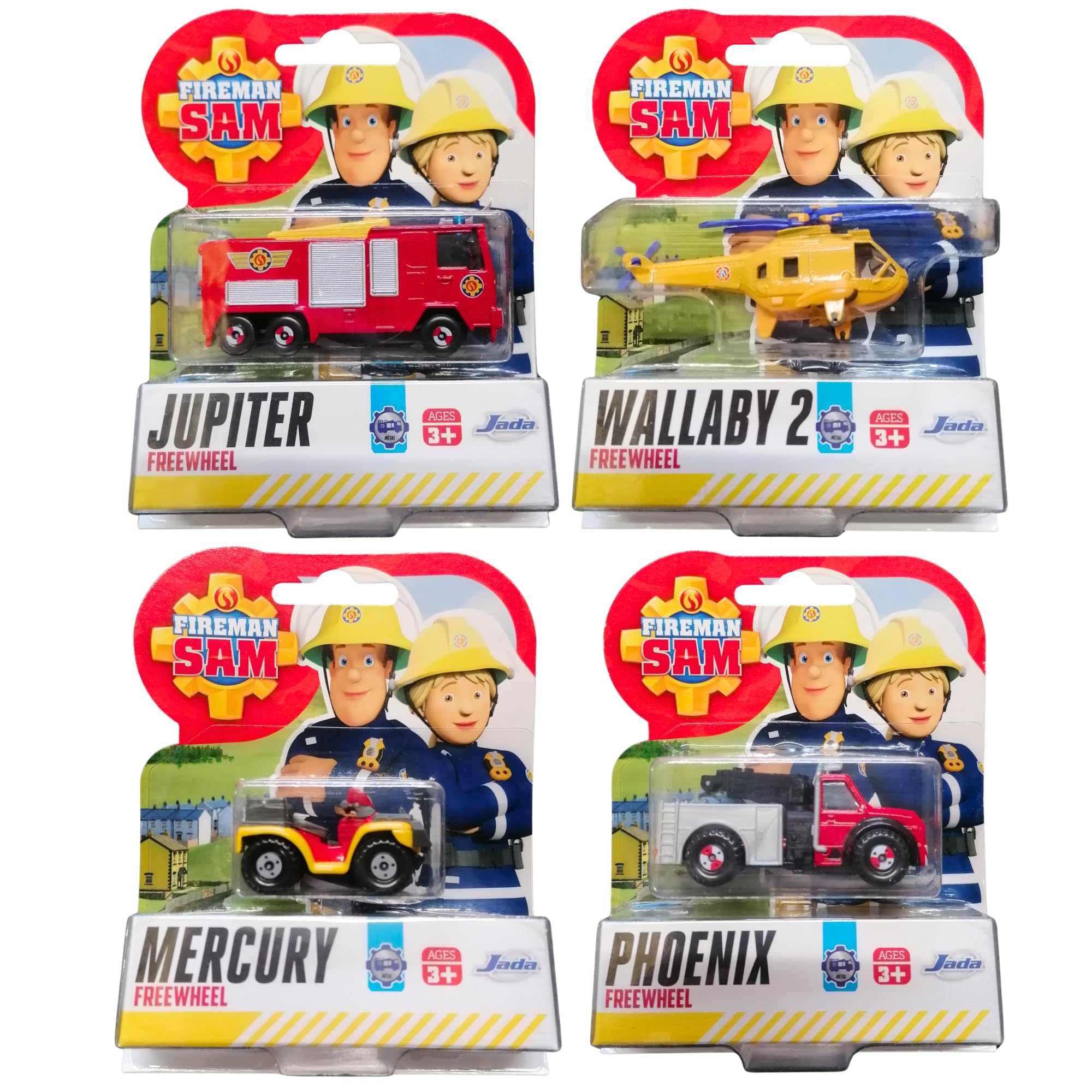 Simba Fireman Sam Figure Blind Box and Diecast Vehicle Sets - (Set of 4 Diecast Vehicles Set 1)