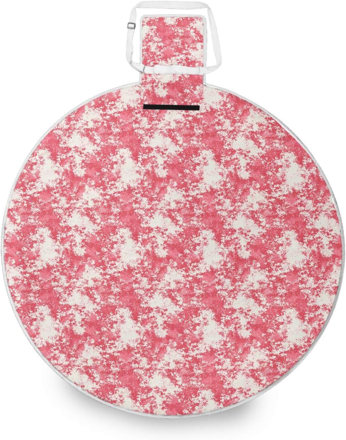 Round Picnic Essentials - Fits 2 Adults, Summer Accessories Water Resistant Outside Blankets for Grass Dual Layer, Sand-Free, Soft Throw Rug 58 in (Red White Mottled Abstract)