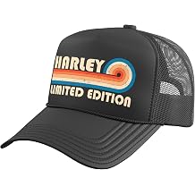 Harley Retro 70s 80s Sunset Stripe Trucker Hat with Adjustable Mesh Back