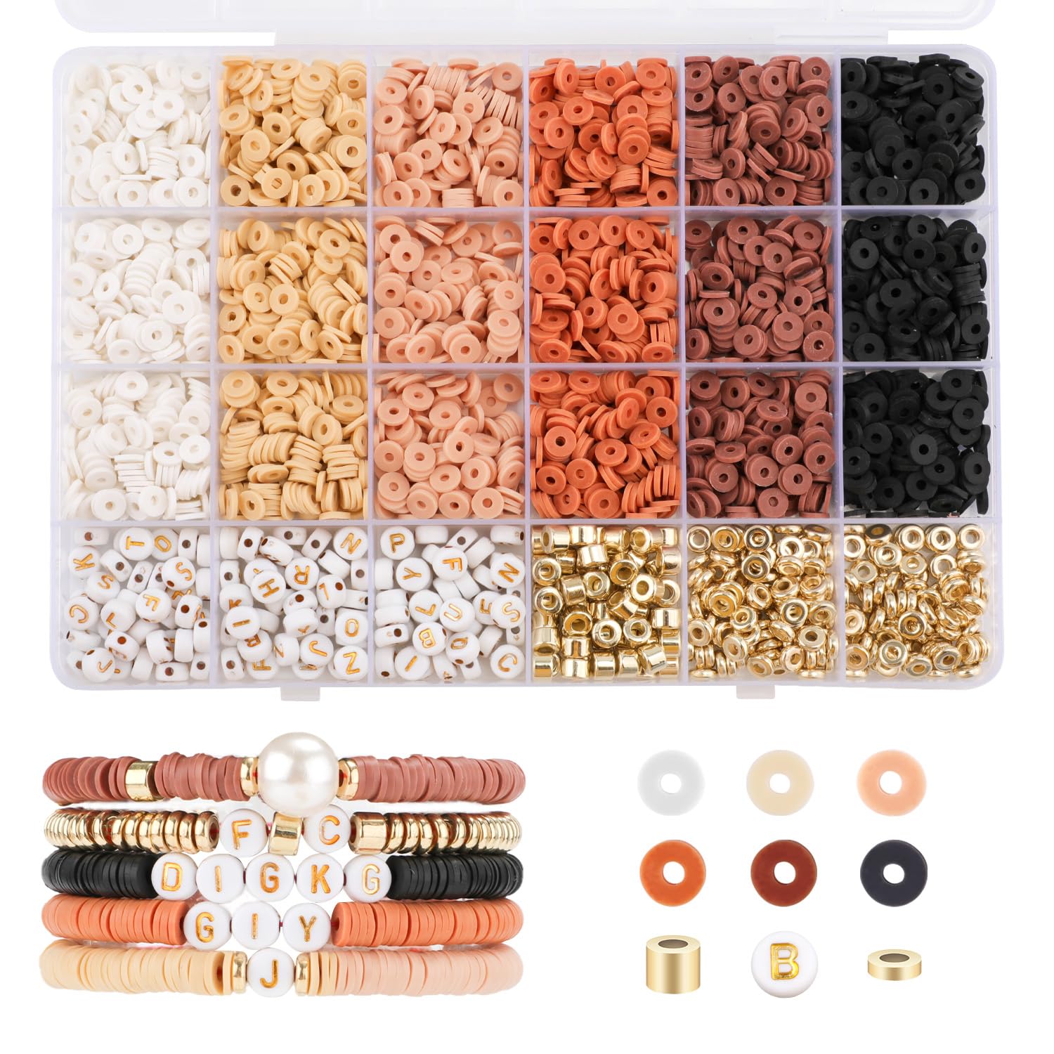 Kit Perles Heishi 5300 Pièces - Bracelet DIY, 18 Couleurs Pour Bijoux Créatifs