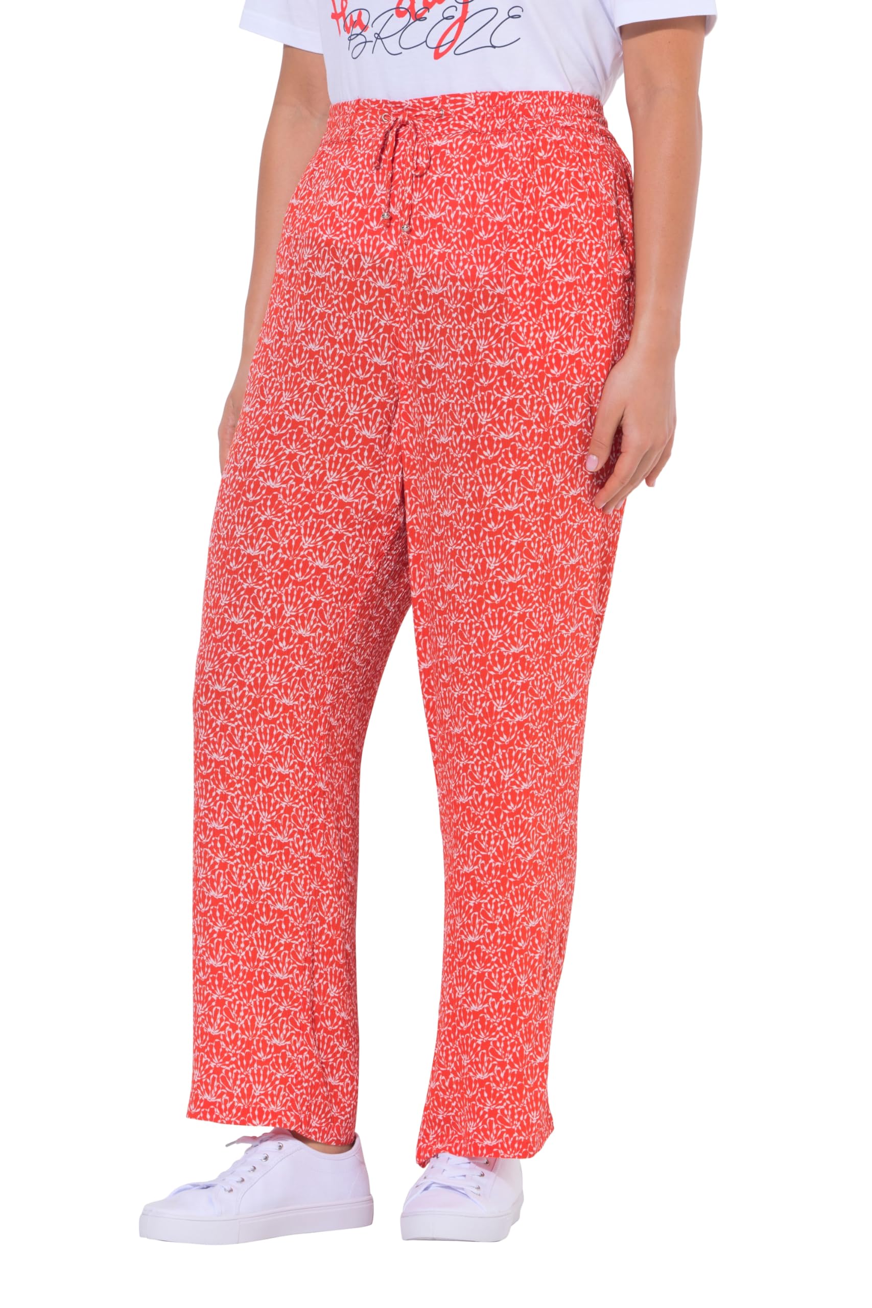 Ulla Popken Damen große Größen Übergrößen Plus Size Hose Rose, weites Bein, Krepp, Elastikbund 849572