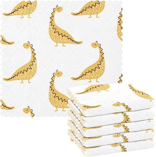 Miniatura 1 de Funny Yellow Dinosaur Quality Decorative Microfiber Towels for Kitchen Quick Dry Set of 6 Microfiber Towel for Restaurant Coffee