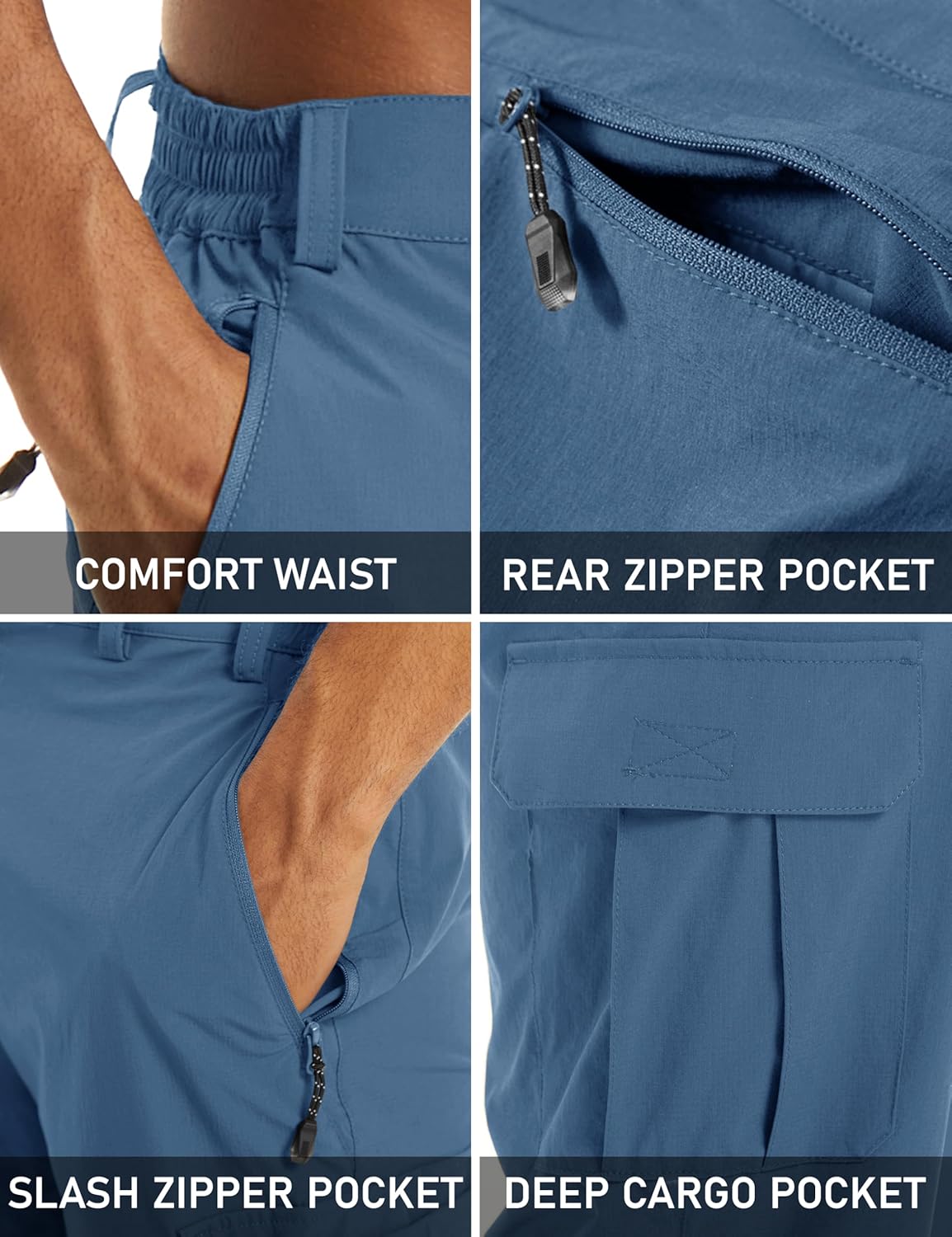 MAGCOMSEN Men's Workout Gym Shorts Quick Dry 3/4 Capri Pants Zipper Pockets Hiking Athletic Running Shorts