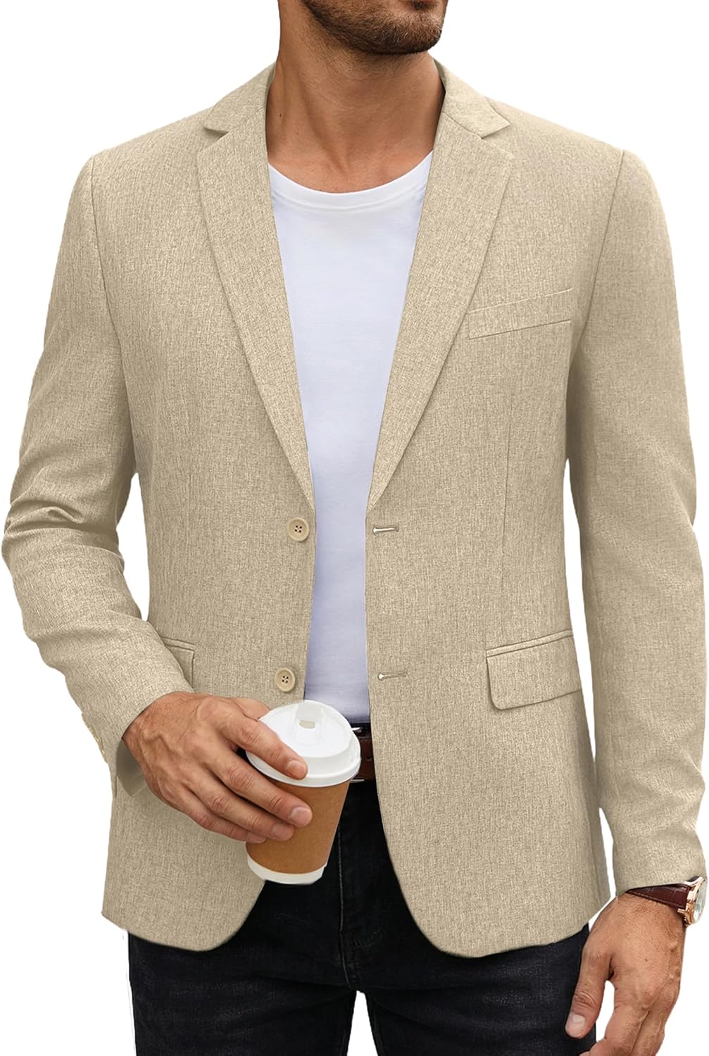 COOFANDY Men's Casual Blazer Lightweight Unlined Sport Coat Regular Fit Two Button Suit Jacket