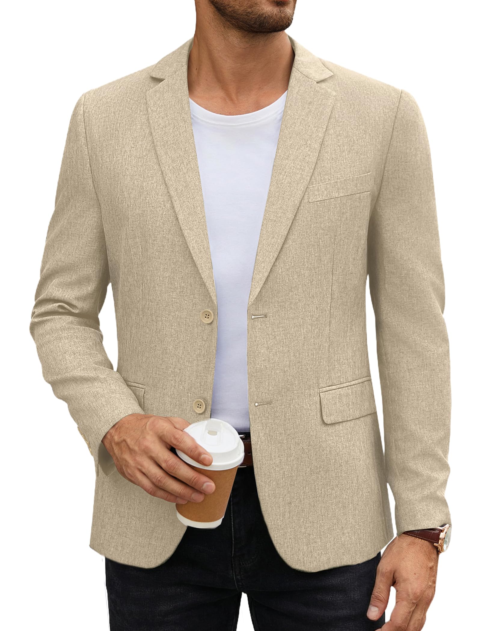 COOFANDY Men's Casual Blazer Lightweight Unlined Sport Coat Regular Fit Two Button Suit Jacket